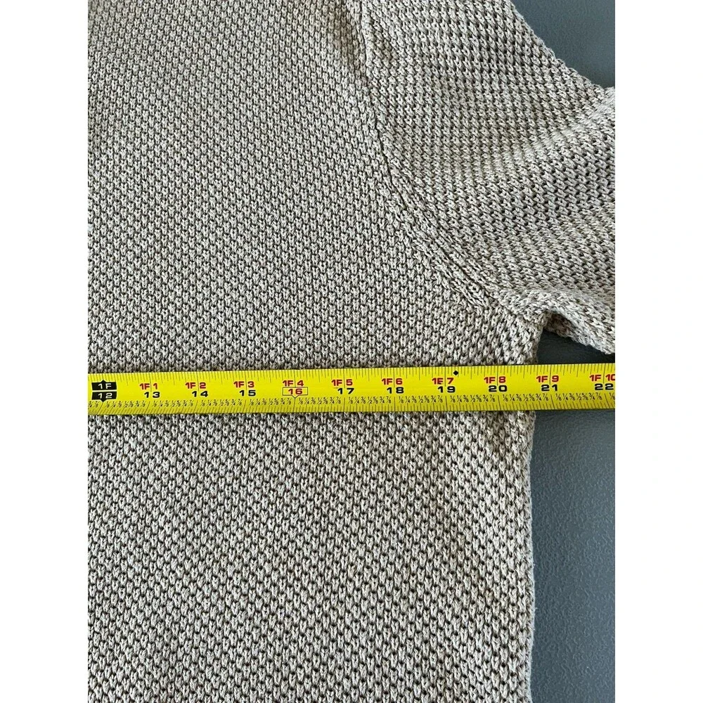 J. Crew Waffle Garter Knit 1/4 Zip Pullover Sweater 100% Cotton Mens Medium Tan